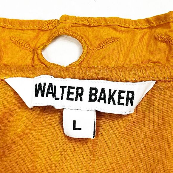 Walter Baker Mirelle Marigold Eyelet Off Shoulder Puff Sleeve Crop Top Large - Picture 8 of 9